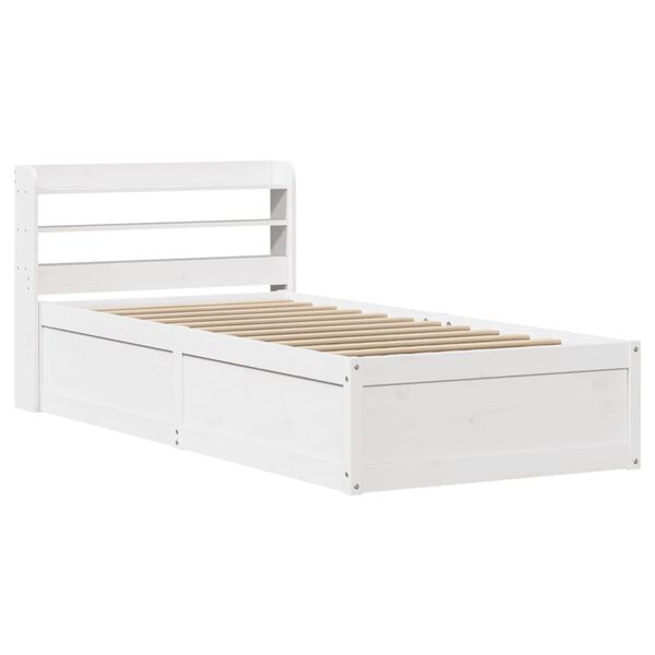 vidaXL Bed Frame with Headboard White 100x200 cm Solid Wood Pine
