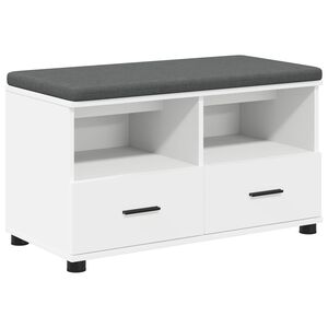 vidaXL Hall Bench with Cushion with Drawer White 80 x 38 x 46 cm