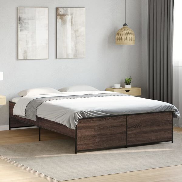 vidaXL Bed Frame without Mattress Brown Oak 120x200 cm