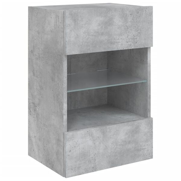 vidaXL TV Wall Cabinet with LED Lights Concrete Grey 40x30x60.5 cm