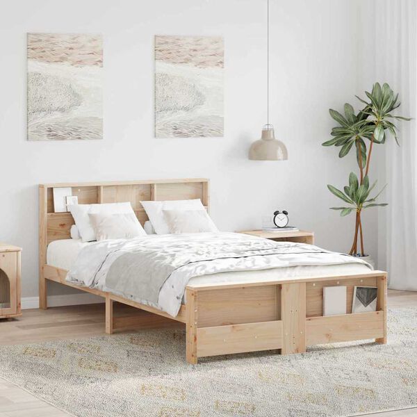 vidaXL Bed Frame with Headboard Brown 140 x 190 cm Engineered Wood