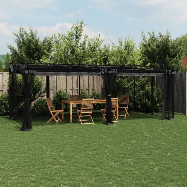 vidaXL Gazebo with Mesh Walls Anthracite 6x3 m Steel