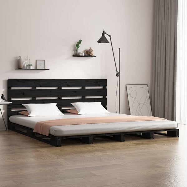 vidaXL Bed Frame without Mattress Black Solid Wood Pine Small Double