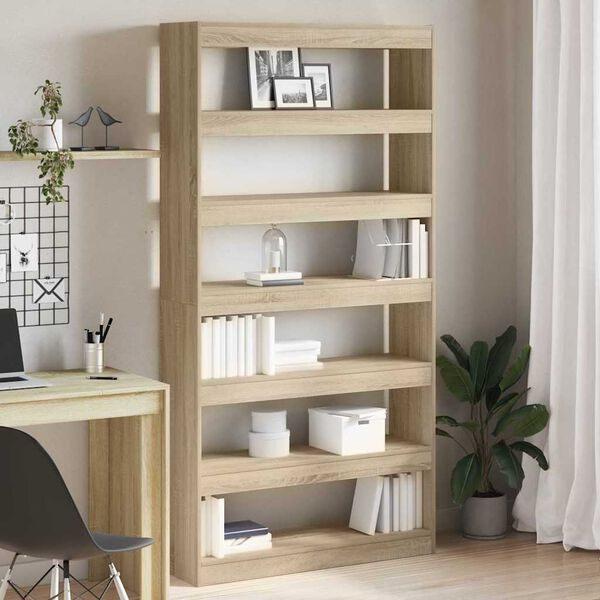 vidaXL Book Cabinet Sonoma Oak 100 x 30 x 198 cm Engineered Wood