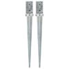 vidaXL Ground Spikes 2 pcs Silver 8x8x76 cm Galvanised Steel