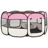 vidaXL Foldable Dog Playpen with Carrying Bag Pink 145x145x61 cm