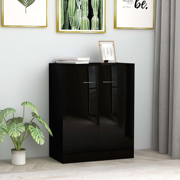 vidaXL Sideboard High Gloss Black 60x30x75 cm Engineered Wood