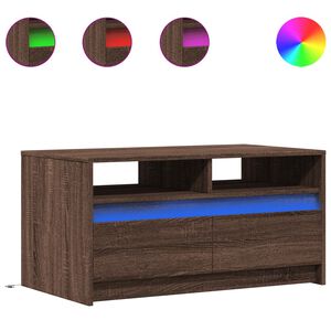 vidaXL Coffee Table with LED Lights Brown Oak Engineered Wood