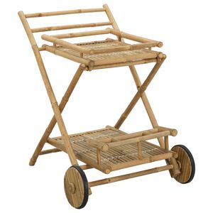 vidaXL Serving Trolley with wheels Natural 79 x 67.5 x 84 cm Bamboo