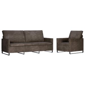 vidaXL Sofa Set 2 pcs Dark Grey Faux Suede Fabric
