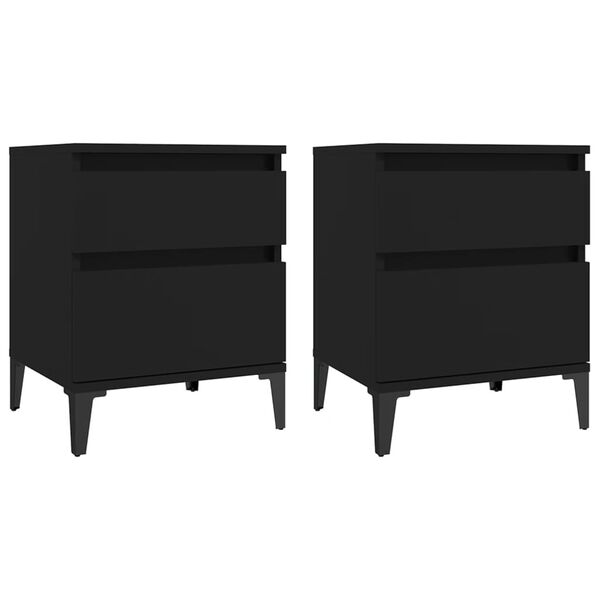 vidaXL Bedside Cabinets 2 pcs Black 40x35x50 cm