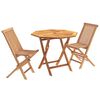 vidaXL 3 Piece Folding Garden Bistro Set Natural Solid Teak Wood