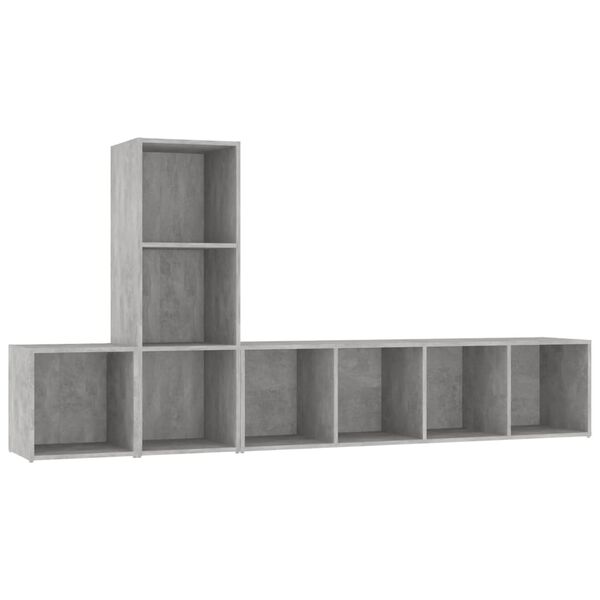 vidaXL 3 Piece TV Cabinet Set Concrete Grey Engineered Wood