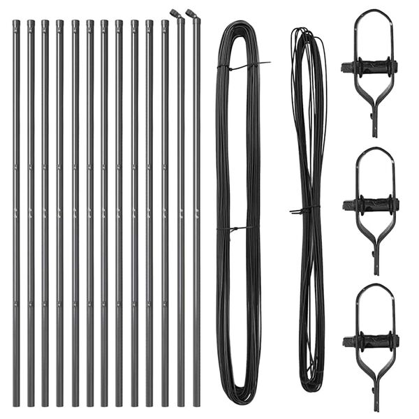 vidaXL Fence Posts Manual 13 pcs Grey Ø32mm 190 cm Galvanised steel