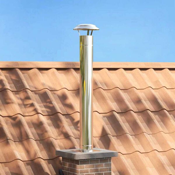 vidaXL Chimney Extension Silver 25 x 25 x 132 cm Stainless steel