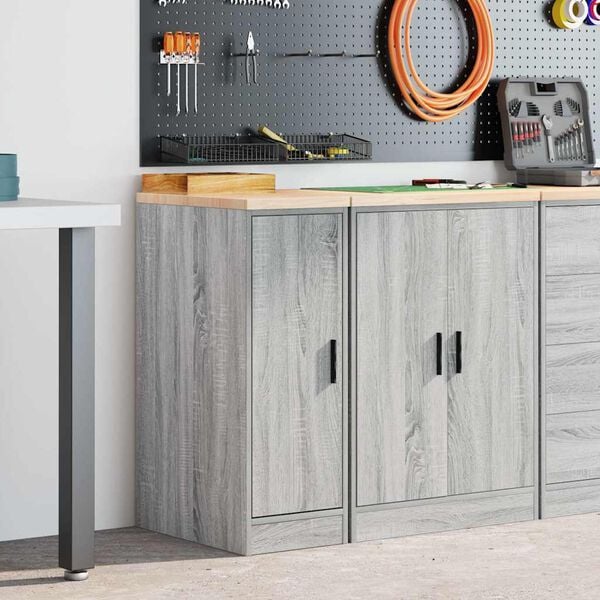 vidaXL Garage Storage Cabinet Grey Sonoma 30x51x85 cm Solid Wood Pine