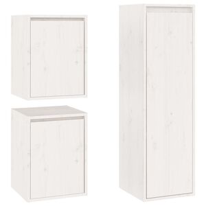 vidaXL TV Cabinets 3 pcs White Solid Wood Pine