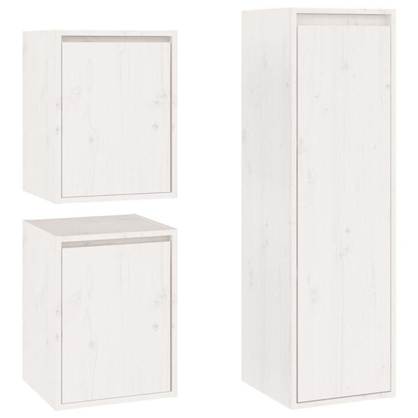 vidaXL TV Cabinets 3 pcs White Solid Wood Pine