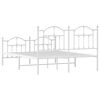 vidaXL Metal Bed Frame without Mattress with Footboard White 140x200cm