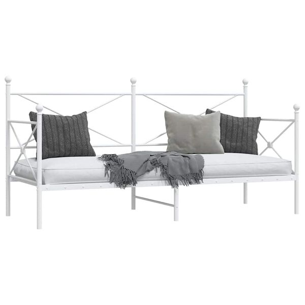 vidaXL Day Bed without Mattress White 90x200 cm Steel