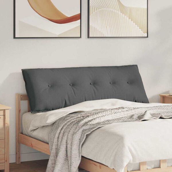 vidaXL Back Pillow Dark Grey 140 x 19 x 50 cm Fabric