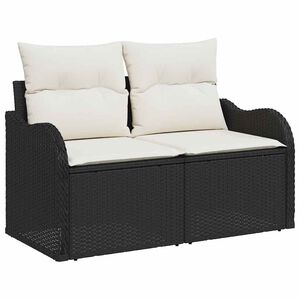 vidaXL Garden Sofa Black 121 x 62 x 69cm Poly Rattan