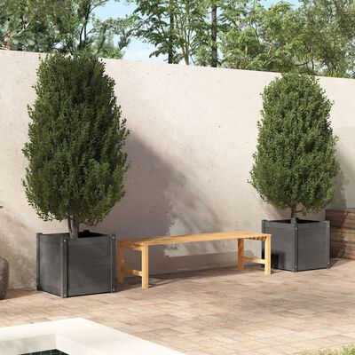 vidaXL Garden Planters 2 pcs Grey 50x50x50 cm Solid Pinewood