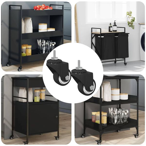 vidaXL Swivel Castor 2 pcs Black 40.4 x 40.4 x 19.7 mm Iron and nylon