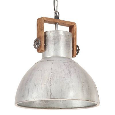 vidaXL Industrial Hanging Lamp 25 W Silver Round 40 cm E27