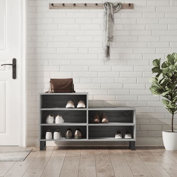 vidaXL Shoe Cabinet Grey Sonoma 102x36x60 cm Engineered Wood