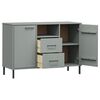 vidaXL Sideboard with Metal Legs Grey 113x40x77 cm Solid Wood OSLO