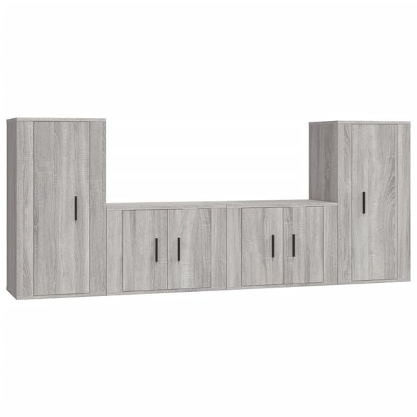 vidaXL 4 Piece TV Cabinet Set Grey Sonoma Engineered Wood
