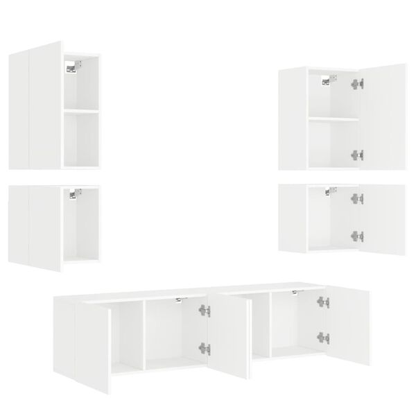 vidaXL 6 Piece TV Wall Units White Engineered Wood