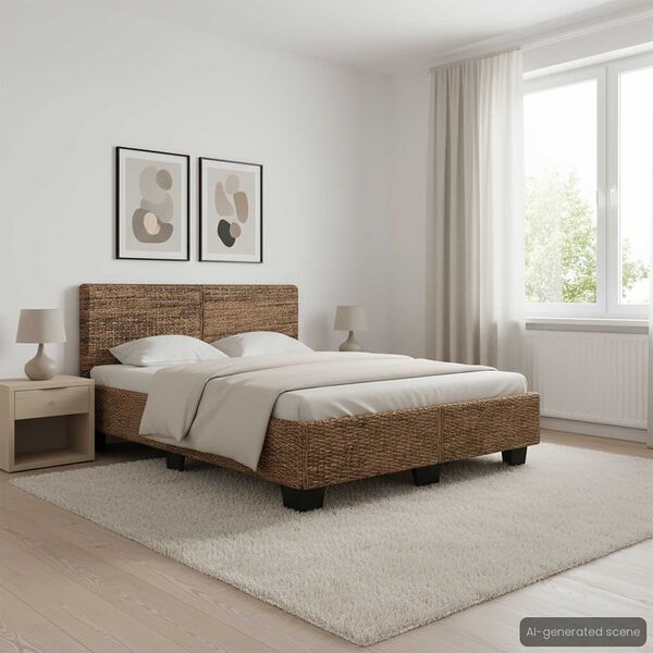 vidaXL Bed Frame without Mattress Natural Rattan 160x200 cm