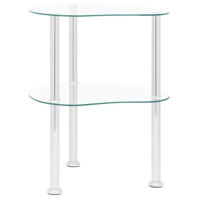 vidaXL 2-Tier Side Table Transparent 38x38x50 cm Tempered Glass