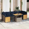 vidaXL 8 Piece Garden Sofa Set with Cushions Grey Poly Rattan Acacia