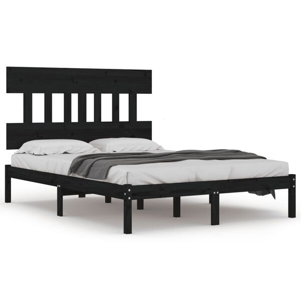 vidaXL Bed Frame without Mattress Black 200x200 cm Solid Wood