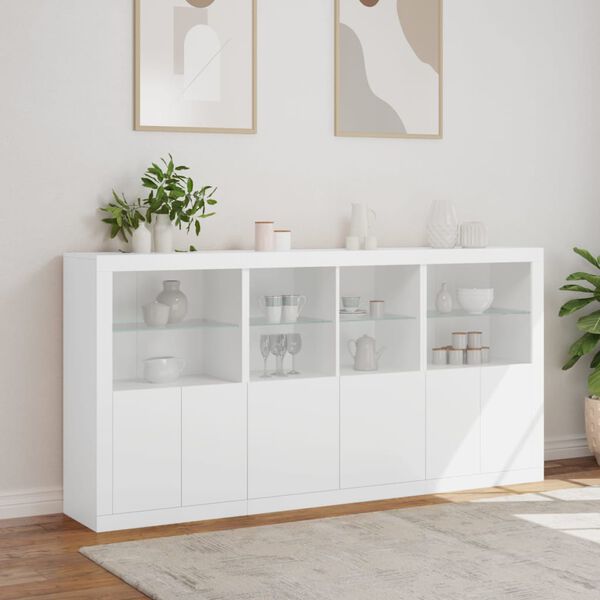 vidaXL Sideboard with LED Lights White 202x37x100 cm