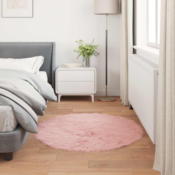 vidaXL Faux Sheepskin Rug Tafalla Pink &Oslash; 120 cm Polyester