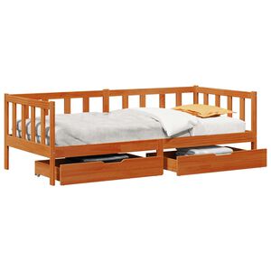 vidaXL Daybed with Headboard 3 pcs Wax Brown Solid Pine Wood