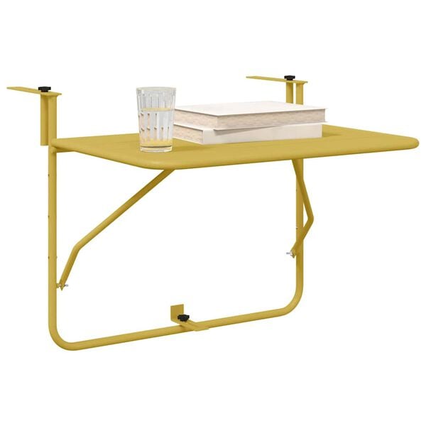 vidaXL Hanging Balcony Table Gold 60 x 39 x 65 cm Steel