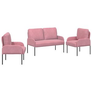 vidaXL Sofa Sets with Cushion 3 pcs Pink 115 x 56 x 80 cm Plywood