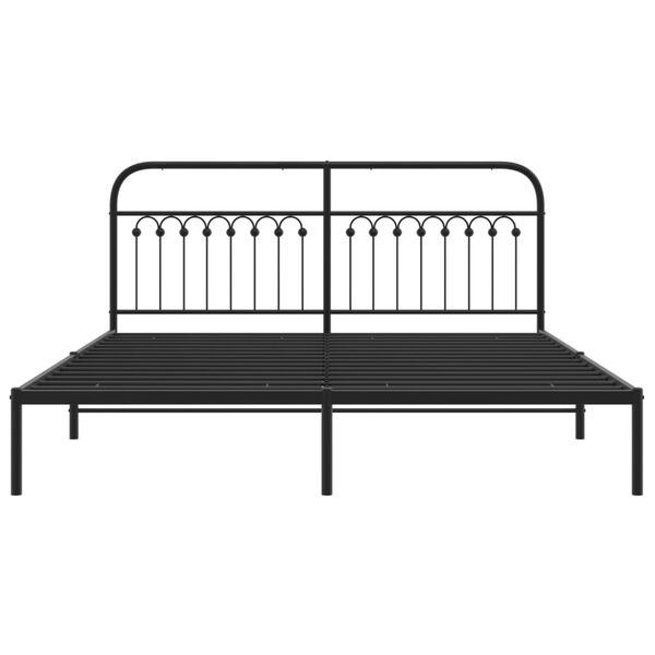vidaXL Metal Bed Frame without Mattress with Headboard Black 183x203cm
