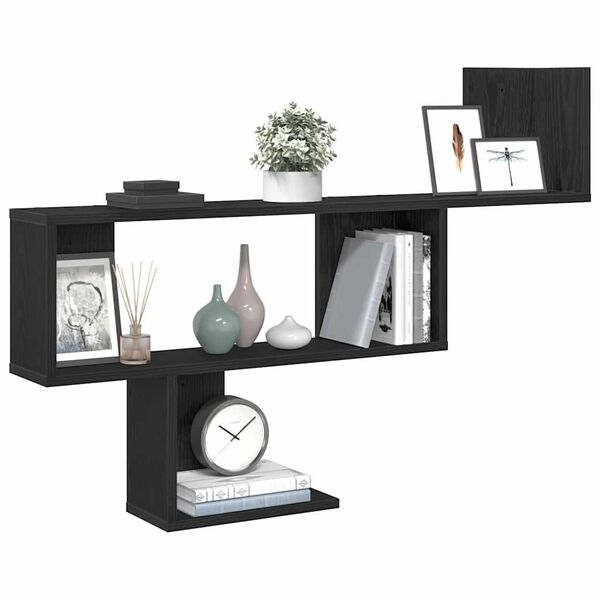 vidaXL Wall Shelf Black Oak 100x15x70 cm Engineered Wood