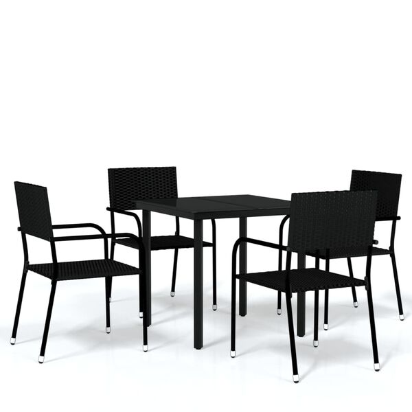 vidaXL 5 Piece Garden Dining Set Black