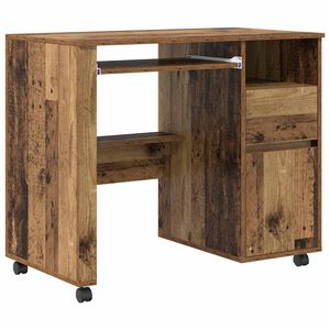 vidaXL Desk with Wheels Old Wood Engineered Wood 91 x 50 x 77 cm
