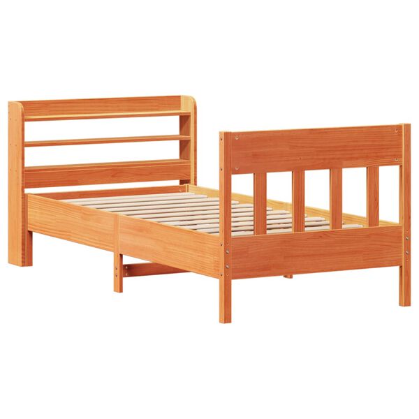 vidaXL Bed Frame without Mattress Wax Brown 90x200 cm Solid Wood Pine