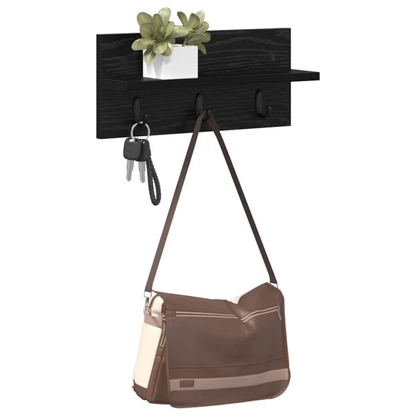 vidaXL Wall-Mounted Coat Rack with Shelf Black oak 40 x 10.5 x 18 cm