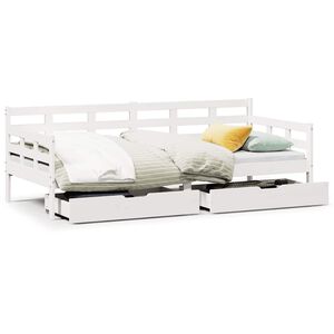 vidaXL Daybed with Drawers without Mattress White 90x200 cm Solid Wood