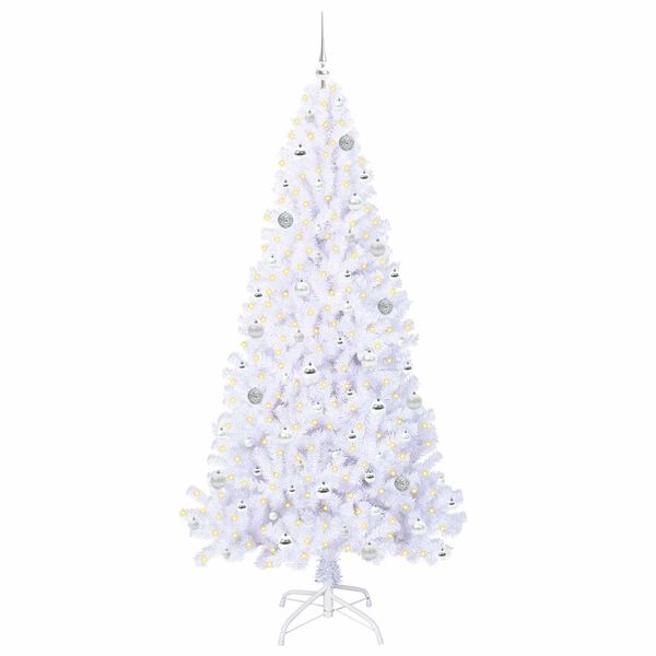 vidaXL Artificial Christmas Tree with Stand White 210 cm PVC and Steel